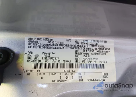 2014 Ford C-Max Hybrid Se from USA, damaged, VIN 1FADP5AUXEL518107